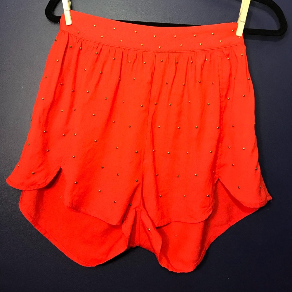Knot Sisters Gold Beaded Scalloped Shorts- Sz M